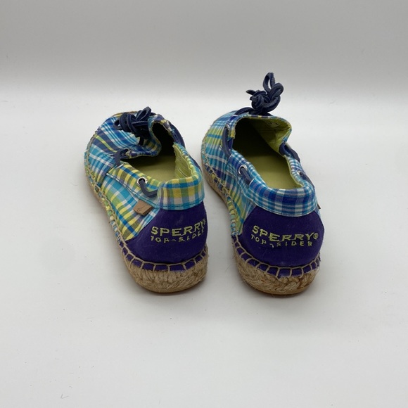 Sperry Topsider espadrilles size 7. Blue, yellow white plaid - Picture 3 of 6